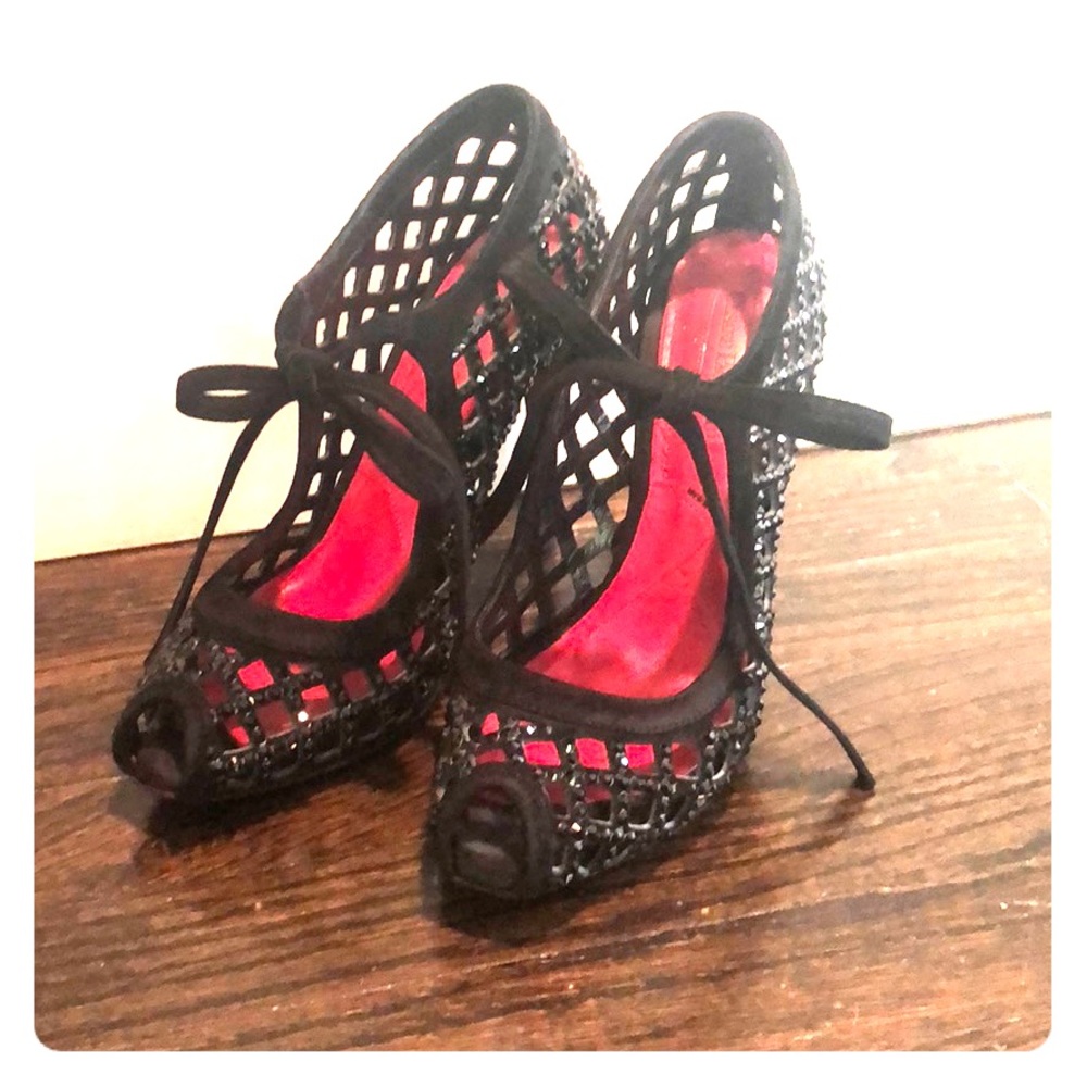 Cesare Paciotti Black crystal Mary Janes